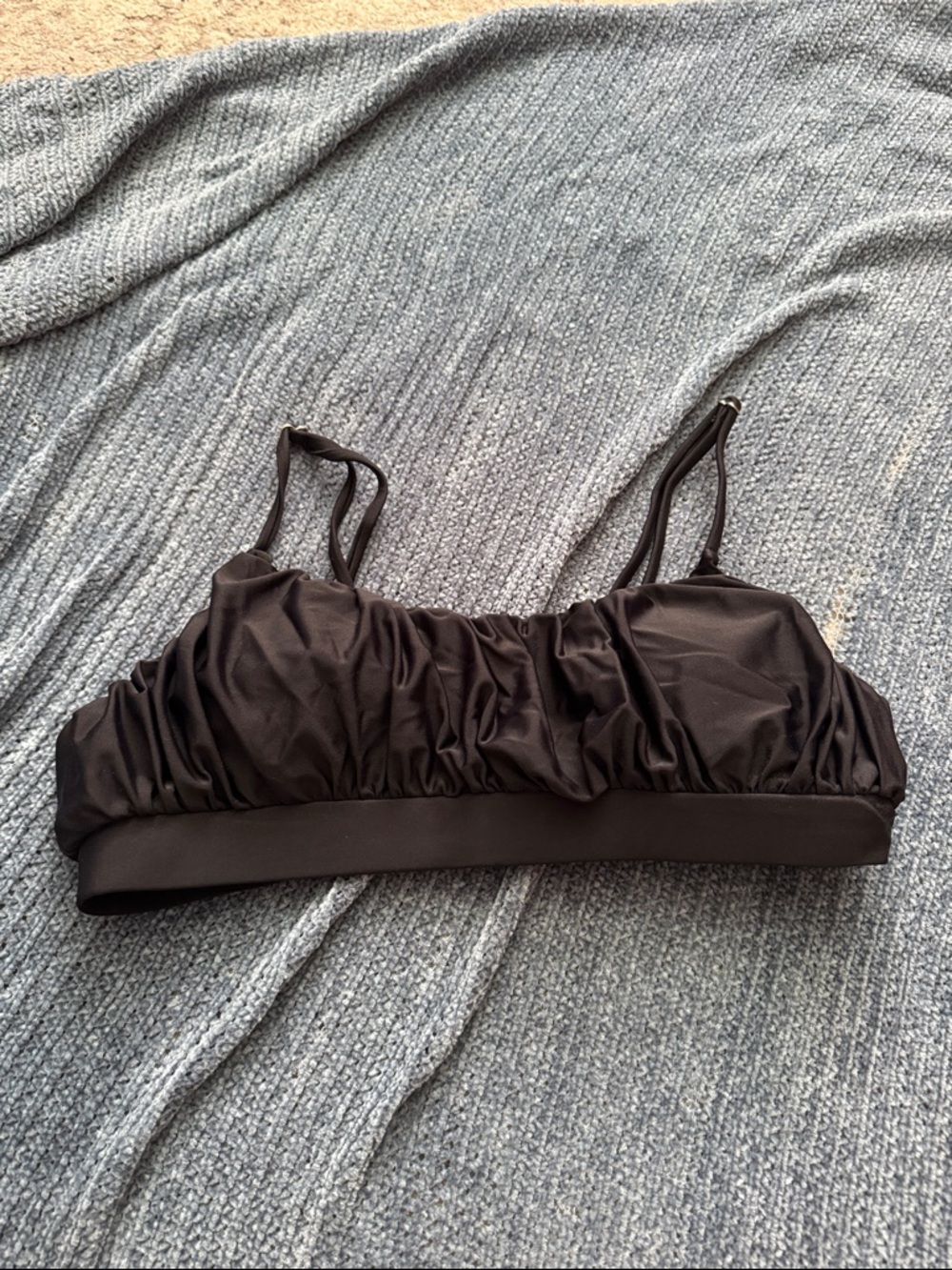 Black Ruched Bikini Top